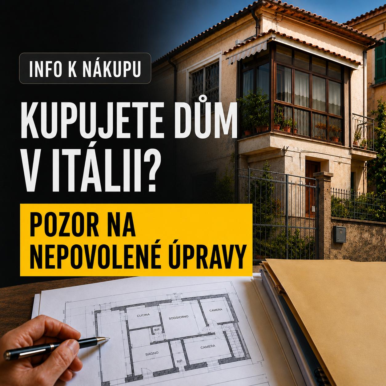 Casa in Italia con planimetria e avviso sulle modifiche edilizie non autorizzate